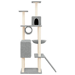 Helloshop26 Arbre à chat meuble tour grimper jouet grattage grattoir escalade plateforme avec griffoirs en sisal clair 168 cm gris 02_0022587