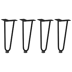 vidaXL Pieds de table en forme d'épingle à cheveux 4 pcs noir 30 cm