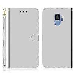 Wewoo Coque Etui à rabat en surface imitation miroir pour Galaxy S9 avec porte-cartes et emplacements cartes ainsi que portefeuille et lanière argent