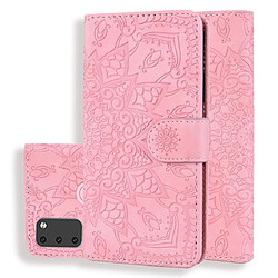 Wewoo Housse Coque Pour Galaxy M30s Motif mollet Mandala Double pliage Design Etui en cuir gaufré avec porte-monnaie et support & fentes cartes Rose