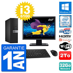 PC Dell 5040 SFF Ecran 22" Core i3-6100 RAM 32Go Disque 2To HDMI Windows 10 Wifi - Occasion