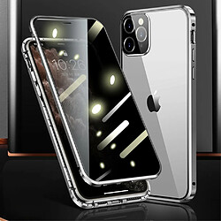 Coque en cadre métallique cadre d'installation magnétique double face complet argent pour votre Apple iPhone 12 Pro