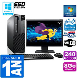 PC Lenovo M92p SFF Intel G630 Ram 8Go Disque 240 Go SSD Wifi W7 Ecran 19" - Occasion