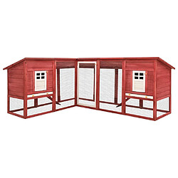 Helloshop26 Clapier d'extérieur 250 x 192 x 105 cm avec piste rouge et blanc bois de sapin 02_0000598