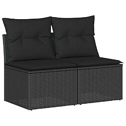 vidaXL Salon de jardin avec coussins 2 pcs noir résine tressée acacia