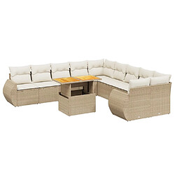 vidaXL Salon de jardin 11 pcs avec coussins beige résine tressée