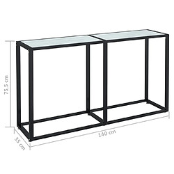 vidaXL Table console Marbre blanc 140x35x75,5 cm Verre trempé pas cher