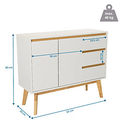 Acheter Buffet / commode TAROLO I 97x34x80 cm 3 tiroirs 2 portes blanc hjh LIVING