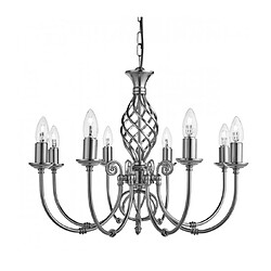 Searchlight Chandelier sans abats jours Zanzibar Argent satiné 8 ampoules 96cm