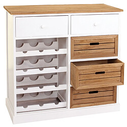 Mendler Étagère à vin HWC-B96, commode / meuble pour 12 bouteilles avec tiroirs, style campagne 86x87x37cm