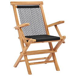 Maison Chic Lot de 2 Chaises pliables de jardin - Fauteuil d'extérieur Bois de teck solide et corde -MN62610