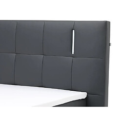 Acheter Vente-Unique Ensemble complet boxspring tête de lit avec leds + sommiers + matelas + surmatelas - 160 x 200 cm - Simili - Anthracite - BILBAO de YSMÉE