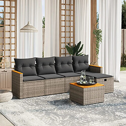 vidaXL Salon de jardin 6 pcs avec coussins gris résine tressée