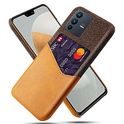 Coque en TPU + PU anti-griffes avec porte-carte, orange pour votre Vivo S12/V23 5G