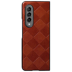 Coque en TPU + PU texture la grille marron pour votre Samsung Galaxy Z Fold3 5G