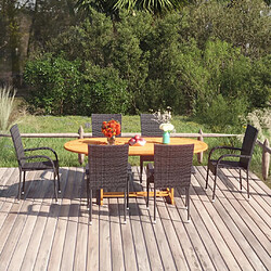 vidaXL Ensemble à manger de jardin 7 pcs Résine tressée Noir