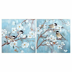 Cadre DKD Home Decor Oriental Oiseaux (80 x 3 x 80 cm) (2 Unités)