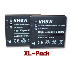 Vhbw Set de 2 batteries 600 mAh pour caméscope Panasonic SDR-S7, SDR-S7E, SDR-S7EG-K, SDR-S7EG-S, SDR-S9, SDR-S9E, SDR-S9EG-K, SDR-S9EG-K