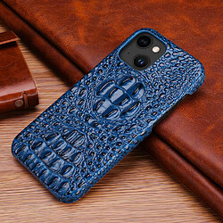 Coque en TPU + cuir véritable texture crocodile pour votre iPhone 14 - saphire