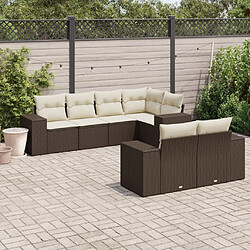 vidaXL Salon de jardin avec coussins 7 pcs marron résine tressée