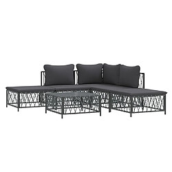 Avis Maison Chic Salon de jardin 6 pcs avec coussins - Table et chaises d'extérieur - Mobilier/Meubles de jardin Moderne anthracite acier -MN96707