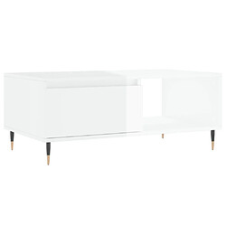 Maison Chic Table basse,Table Console Table d'appoint, Table pour salon Blanc brillant 90x50x36,5 cm Bois d'ingénierie -MN30031