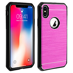 Avizar Coque iPhone X / XS Protection Aluminium Contour Silicone renforcé - rose