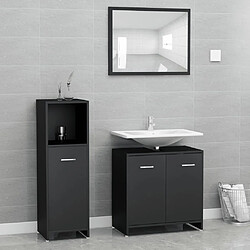 ComfortXL Ensemble De Meubles De Salle De Bain 3 Pièces Noir Bois Ingénierie