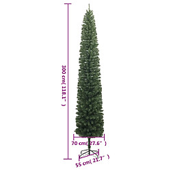 vidaXL Sapin de Noël mince avec support 300 cm PVC pas cher