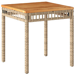 vidaXL Table de jardin mélange beige 38x38x42 cm rotin et bois acacia