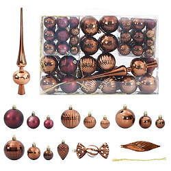 vidaXL Boules de Noël 98 pcs marron Ø3/4/6 cm