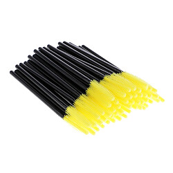 50pcs silicone extension cils brosses mascara baguettes applicateurs de maquillage jaune pas cher