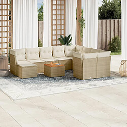 vidaXL Salon de jardin 11 pcs avec coussins beige résine tressée