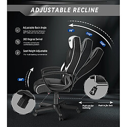 Chaise Gaming - Chaise de jeu, chaises de jeu vidéo Rattantree, chaises d'ordinateur, chaise ergonomique à hauteur réglable, chaise de course, chaise en cuir, chaise de jeu PC, blanc