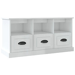 vidaXL Meuble TV blanc brillant 100x35x50 cm bois d'ingénierie