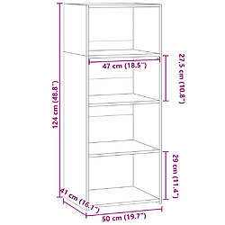 vidaXL Buffet haut blanc 50x41x124 cm bois d'ingénierie pas cher