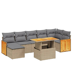 vidaXL Salon de jardin avec coussins 8 pcs beige résine tressée