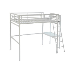 Avis Vente-Unique Lit mezzanine CASUAL II - 140 x 190 cm - plateforme bureau - Blanc + matelas