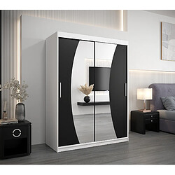 Abiks Meble Armoire Wave à portes coulissantes 200/150/62 2 portes (blanc/noir)