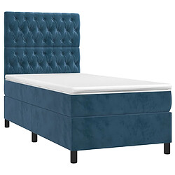 Avis Maison Chic Lit Adulte - Lit simple Lit à sommier tapissier et matelas moelleux - Meuble de Chambre - Bleu foncé 80x200 cm Velours -MN82343