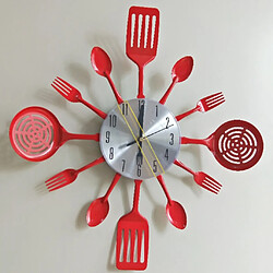 Acheter Couteau horloge de cuisine en acier inoxydable horloge murale 3d décoratif rouge