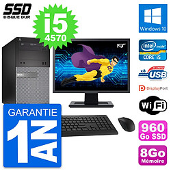 PC Tour Dell 3020 Ecran 19" Intel Core i5-4570 RAM 8Go SSD 960Go Windows 10 Wifi - Occasion