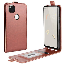 Etui en PU cheval fou vertical flip marron pour votre Google Pixel 4a