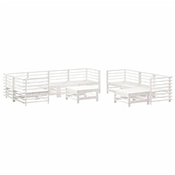 Avis Maison Chic Salon de jardin 10 pcs + coussins - Mobilier/Meubles de jardin - Table et chaises d'extérieur blanc bois massif -MN99517