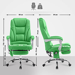 Avis Decoshop26 Fauteuil de bureau avec fonction massage repose-pieds dossier inclinable en PVC vert 10_0002585