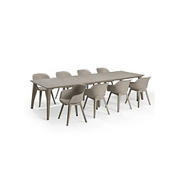 Allibert-Jardin ALLIBERT JARDIN Table Lima 320 8-10 personnes avec allonge - Design contemporain - Cappucino