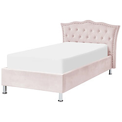 Acheter Beliani Lit simple en velours avec rangement 90 x 200 cm rose pastel METZ