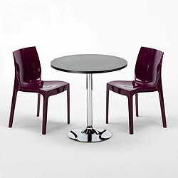 Avis Grand Soleil Table Ronde Noir et 2 Chaises Colorées P