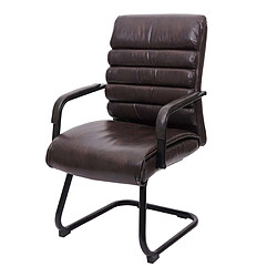 Decoshop26 Fauteuil de bureau sans roulettes chaise de conférence assise et dossier arrondis PVC marron 04_0001928