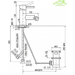 Rav Mitigeur bidet SEINA avec siphon en laiton